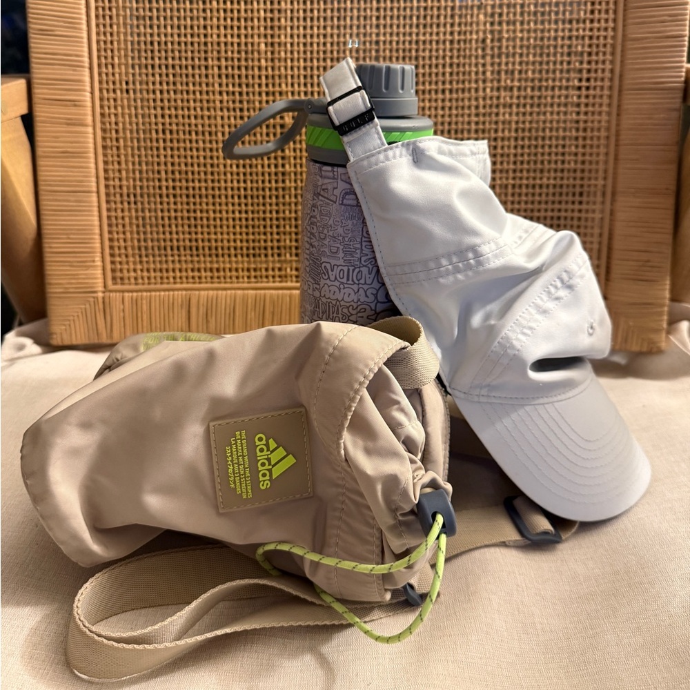Adidas Hiking Essentials Bundle — Crossbody Bag, Water Bottle, and Nike Cap